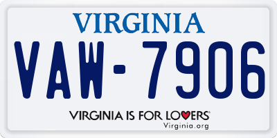 VA license plate VAW7906