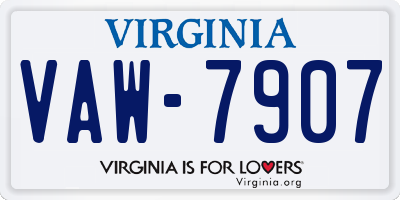 VA license plate VAW7907
