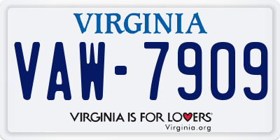 VA license plate VAW7909