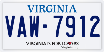 VA license plate VAW7912