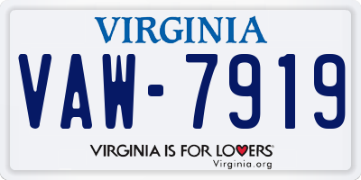 VA license plate VAW7919