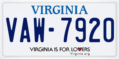 VA license plate VAW7920