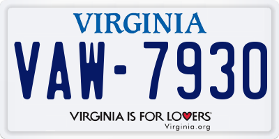 VA license plate VAW7930