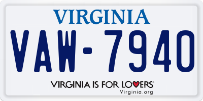 VA license plate VAW7940