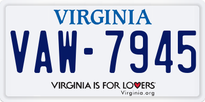 VA license plate VAW7945