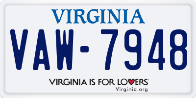 VA license plate VAW7948