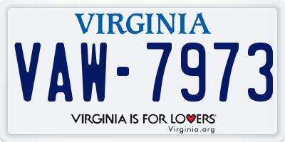 VA license plate VAW7973