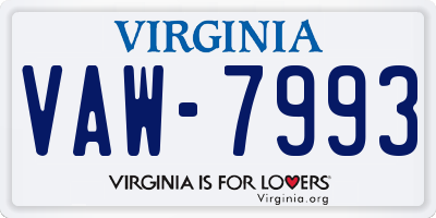 VA license plate VAW7993