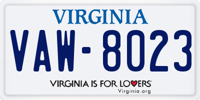 VA license plate VAW8023