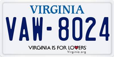 VA license plate VAW8024