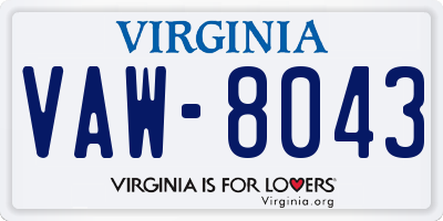 VA license plate VAW8043