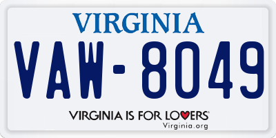 VA license plate VAW8049