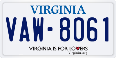 VA license plate VAW8061