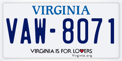VA license plate VAW8071