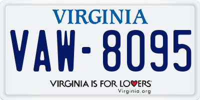 VA license plate VAW8095