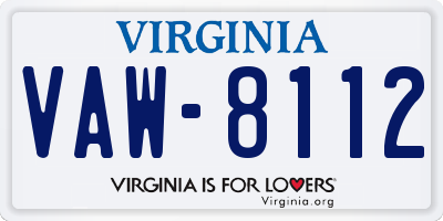 VA license plate VAW8112