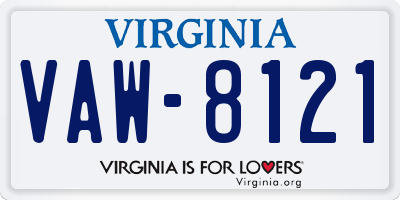 VA license plate VAW8121