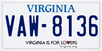 VA license plate VAW8136