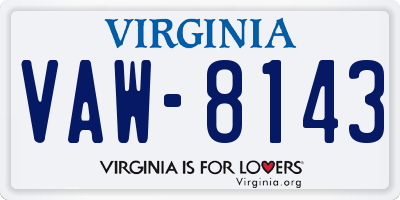 VA license plate VAW8143