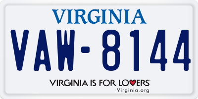 VA license plate VAW8144
