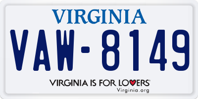 VA license plate VAW8149