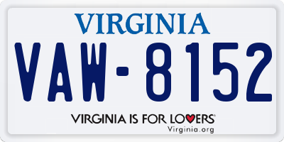 VA license plate VAW8152