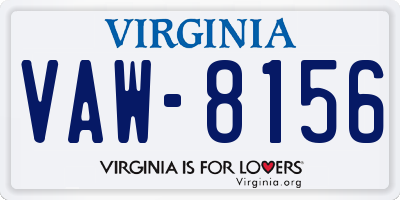 VA license plate VAW8156