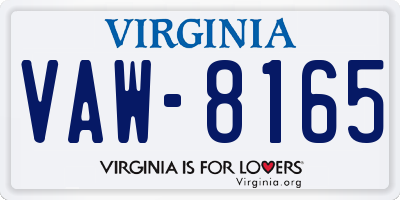 VA license plate VAW8165