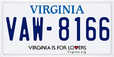 VA license plate VAW8166