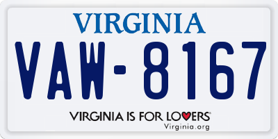 VA license plate VAW8167