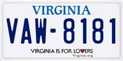 VA license plate VAW8181