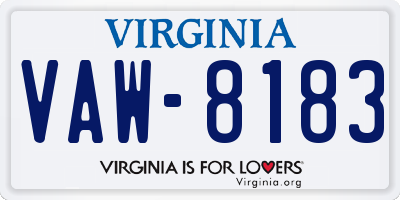 VA license plate VAW8183