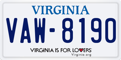 VA license plate VAW8190
