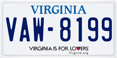 VA license plate VAW8199