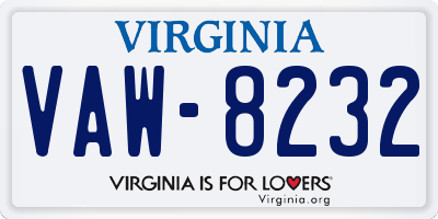 VA license plate VAW8232