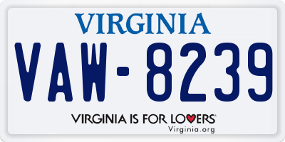 VA license plate VAW8239