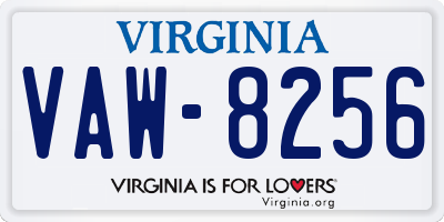 VA license plate VAW8256