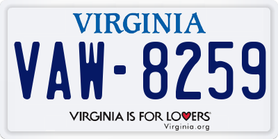 VA license plate VAW8259