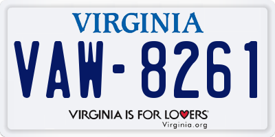 VA license plate VAW8261