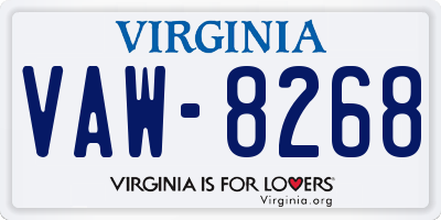 VA license plate VAW8268
