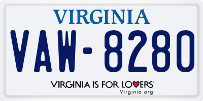 VA license plate VAW8280