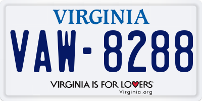 VA license plate VAW8288