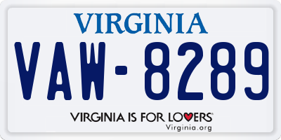 VA license plate VAW8289