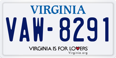 VA license plate VAW8291