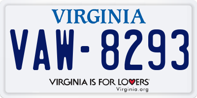 VA license plate VAW8293
