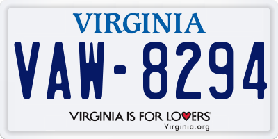 VA license plate VAW8294
