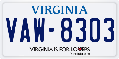 VA license plate VAW8303