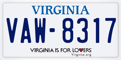 VA license plate VAW8317