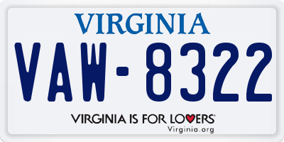 VA license plate VAW8322