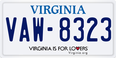 VA license plate VAW8323